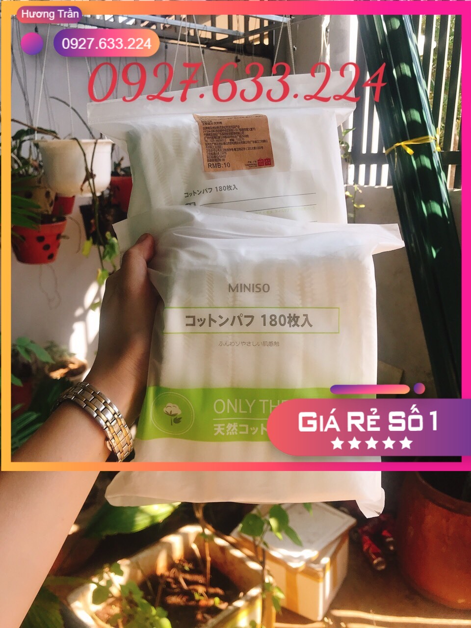 Bông tẩy trang Miniso Hàn Quốc 180 miếng[Chính Hãng]