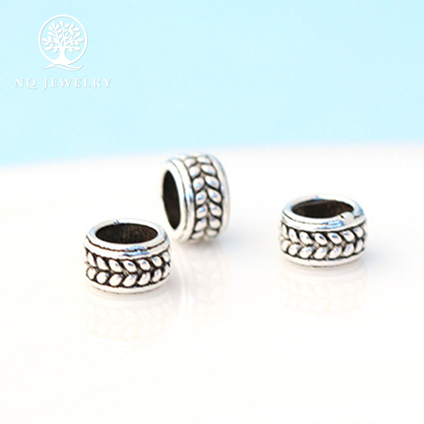 [HCM]Charm bạc chặn hạt họa tiết bông lúa - NQ Jewelry