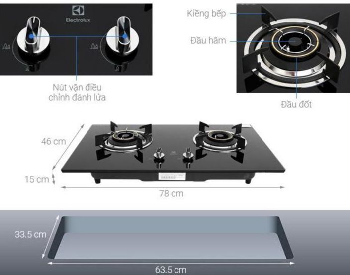 Bếp gas âm Electrolux EHG723BA Hàng trưng bày Chính Hãng +Tặng Van Dây ga ngắt gas, IC đánh lửa tự động, đầu đốt đồng thau Bảo Hành 24 Tháng