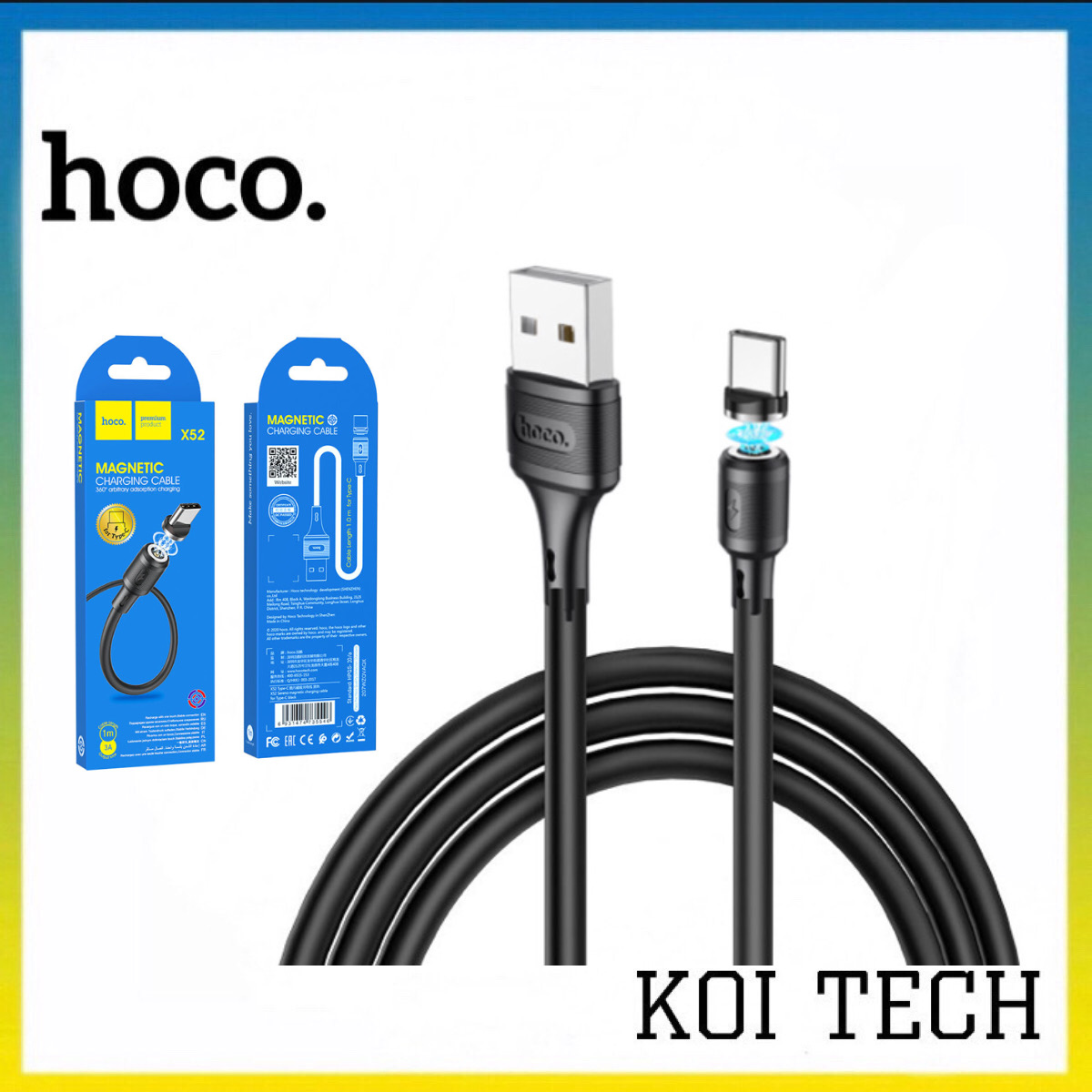 Dây sạc nam châm iphone type c micro usb hoco uc52  - cáp sạc lightning type c micro usb từ tính dùng cho IP androi samsung v...v  - KOI TECH