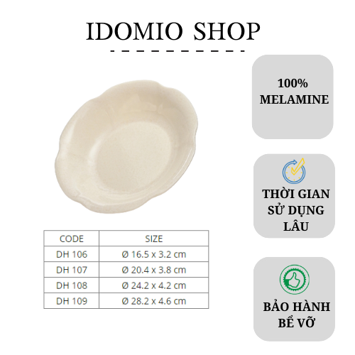 Dĩa Nhựa Melamine Hoa Kiểu Vân Đá Kem