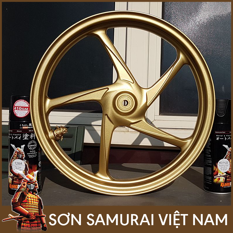Sơn samurai xanh ánh kim - Combo màu vàng 1123 sơn xịt samurai