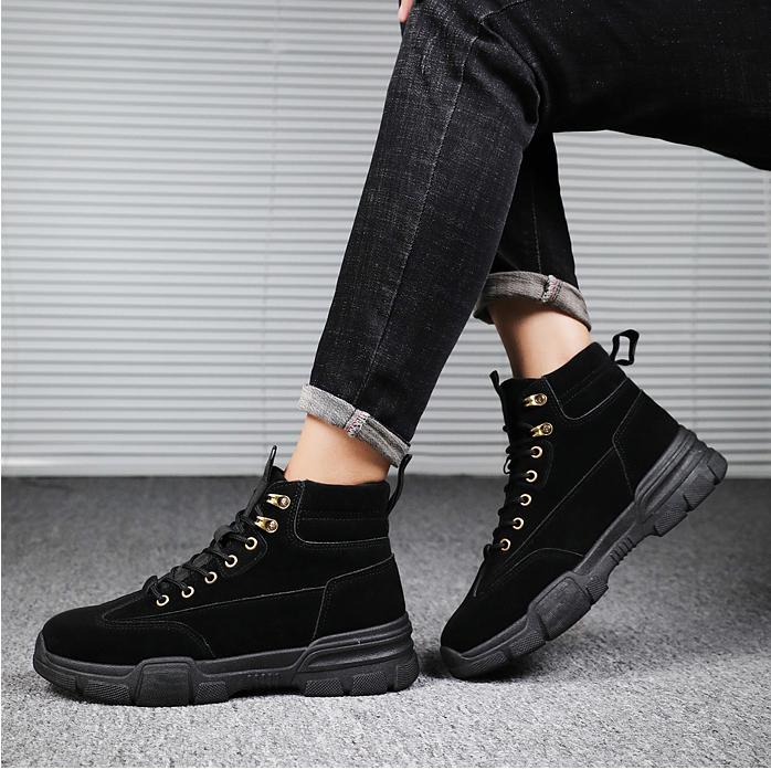 [HCM]Giày Boot Cổ Cao Nam Cao Cấp Giả Da Lộn BCC001 Đen