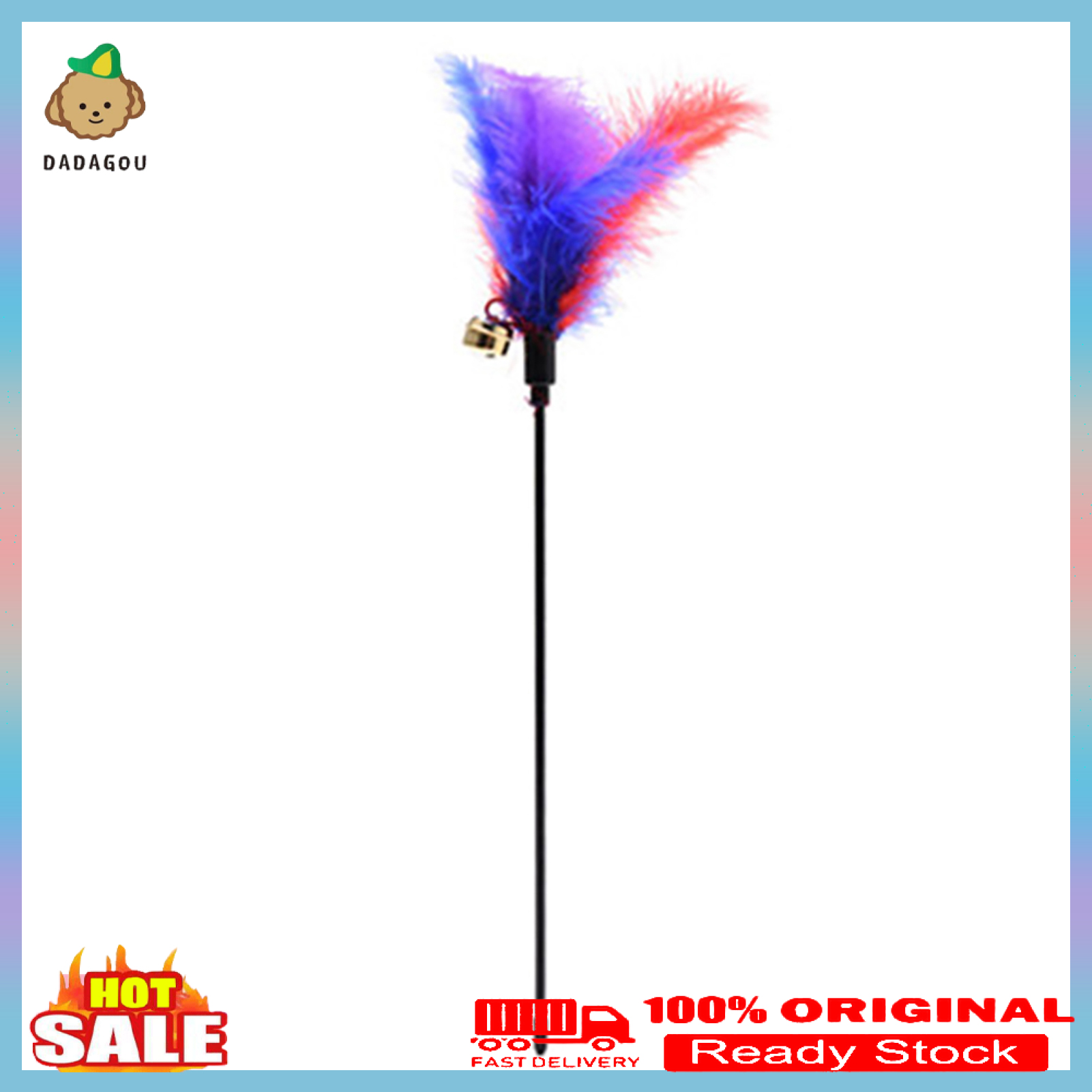 MissMango Funny Pet Cat Kitten Teaser Bell Feather Stick Wand Rod Playing Training Toy