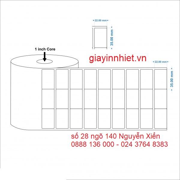 Combo 5 cuộn giấy mã vạch 3 hàng tem khổ 35*22mm (dùng với băng mực - 50m)