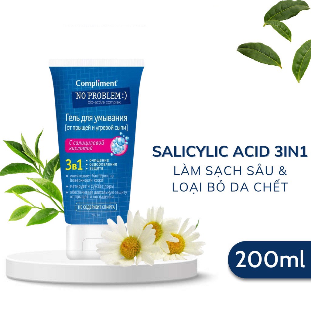 Gel Rửa Mặt Compliment No Problem - Làm Sạch Sâu, Giảm Mụn 200ml