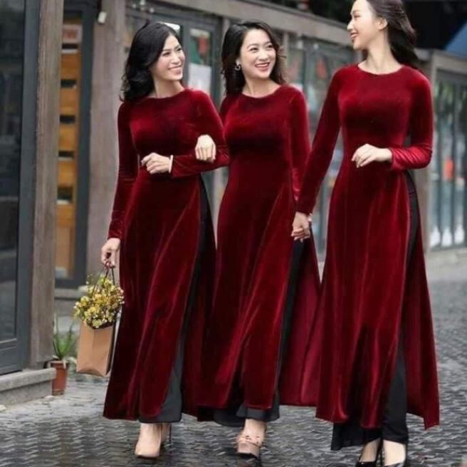 ÁO DÀI NHUNG MAY SẴN DÀNH CHO MẸ