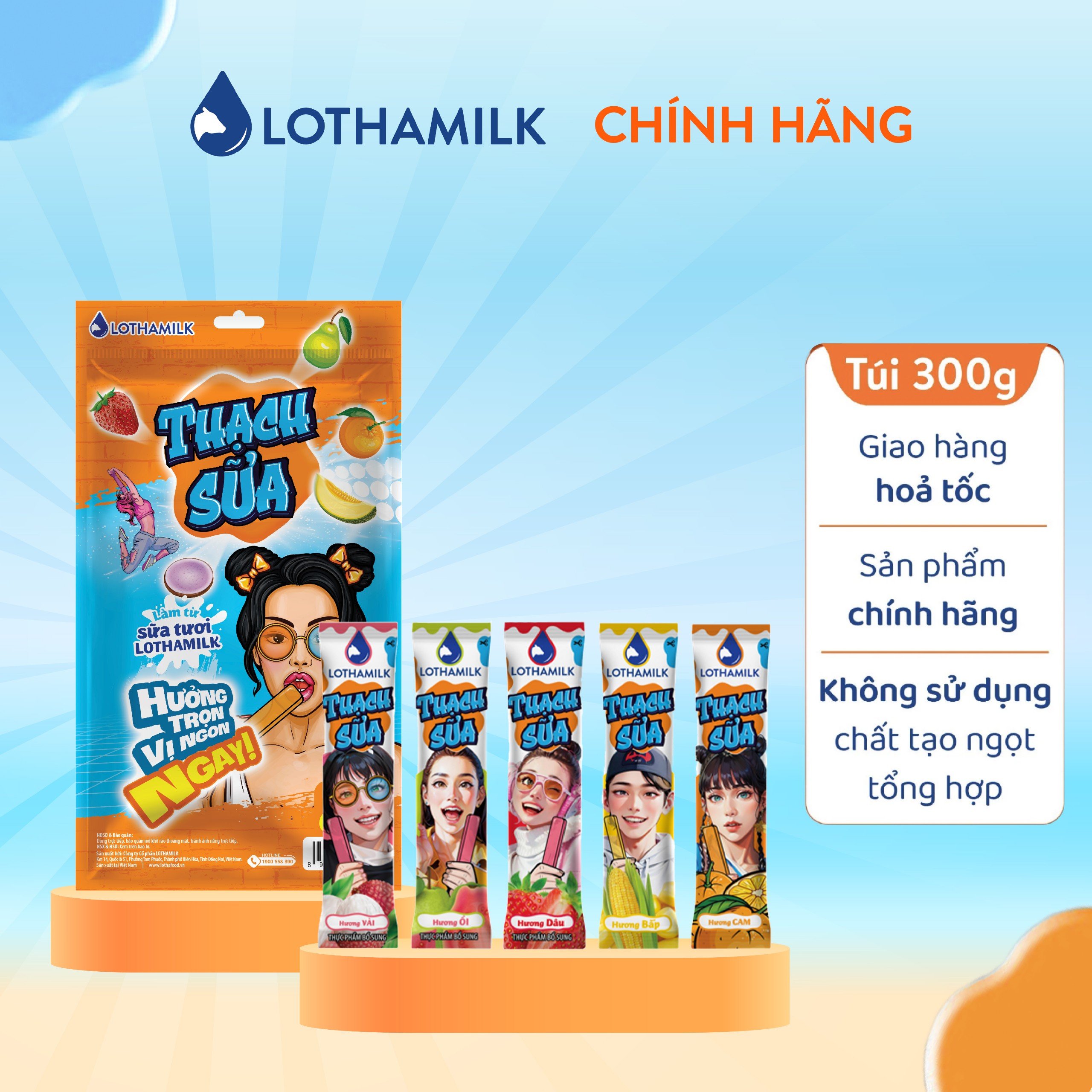 Thạch sữa Lothamilk dây 8x30g