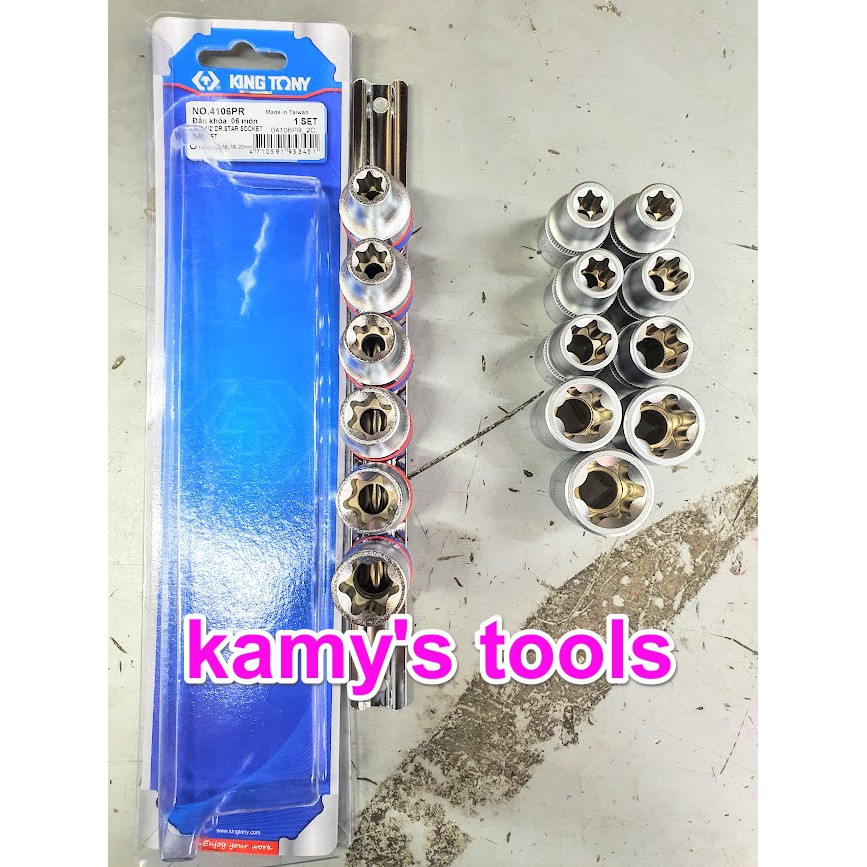 [HCM]Bộ Tuýp Sao E Kingtony 6 Cục 4106pr E10-E20 Và Bộ Tuýp Sao E 9 Cục E10-E24 Chrome Bộ khẩu tuýp hoa thị