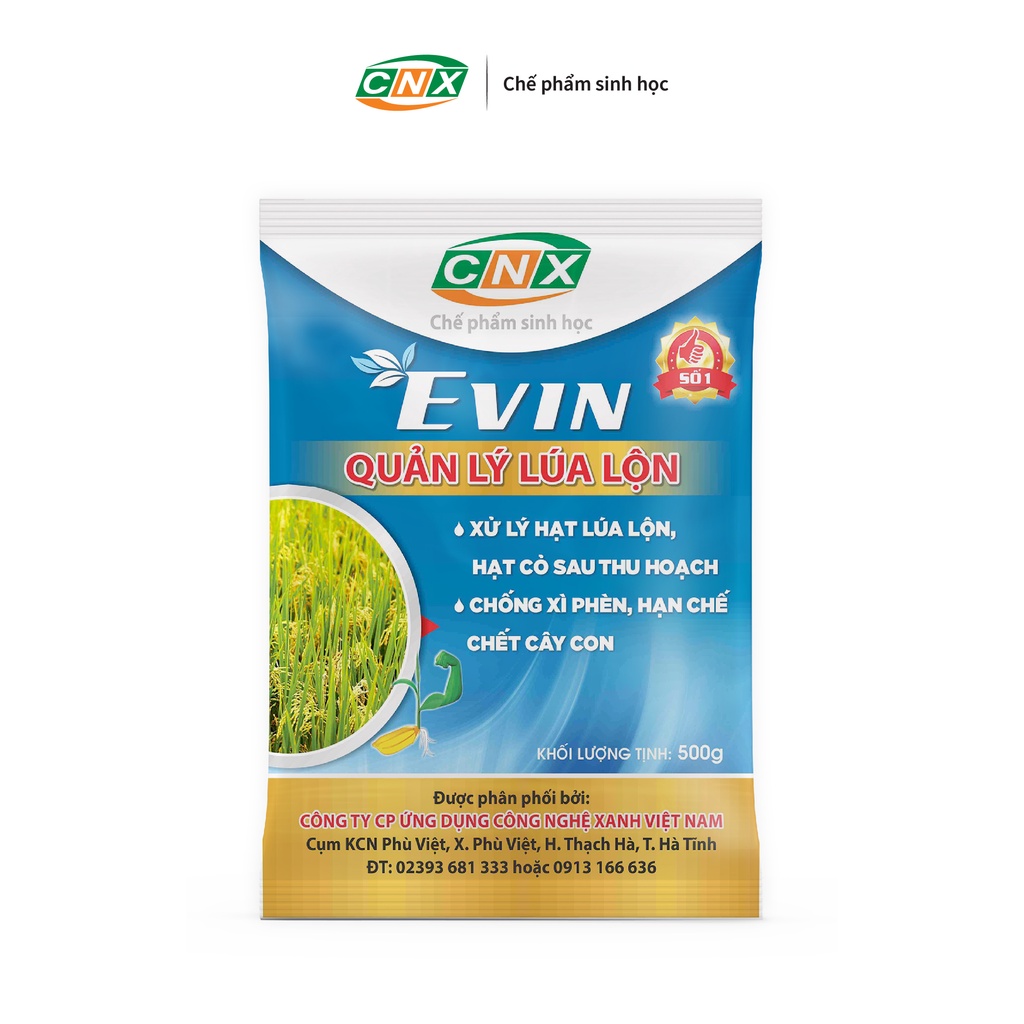Chế phẩm sinh học EVIN quản lý lúa ma, lúa lộn, lúa 2 tầng, lúa cơi hiệu quả, an toàn, giúp ra rễ mạnh  - CNX 500G