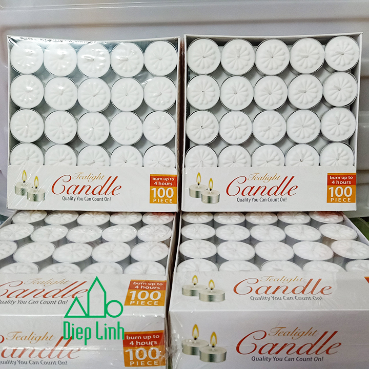 [HCM]Combo 2 Hộp 100 Viên Nến Tealight Diệp Linh Cháy 4h ( Trắng Đỏ Vàng )