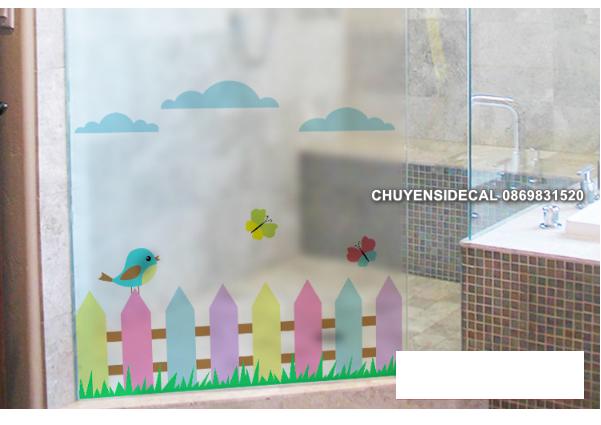 [HCM]Decal Dán Kính Cao Cấp - Hàng rào sắc màu ( 60x58cm )