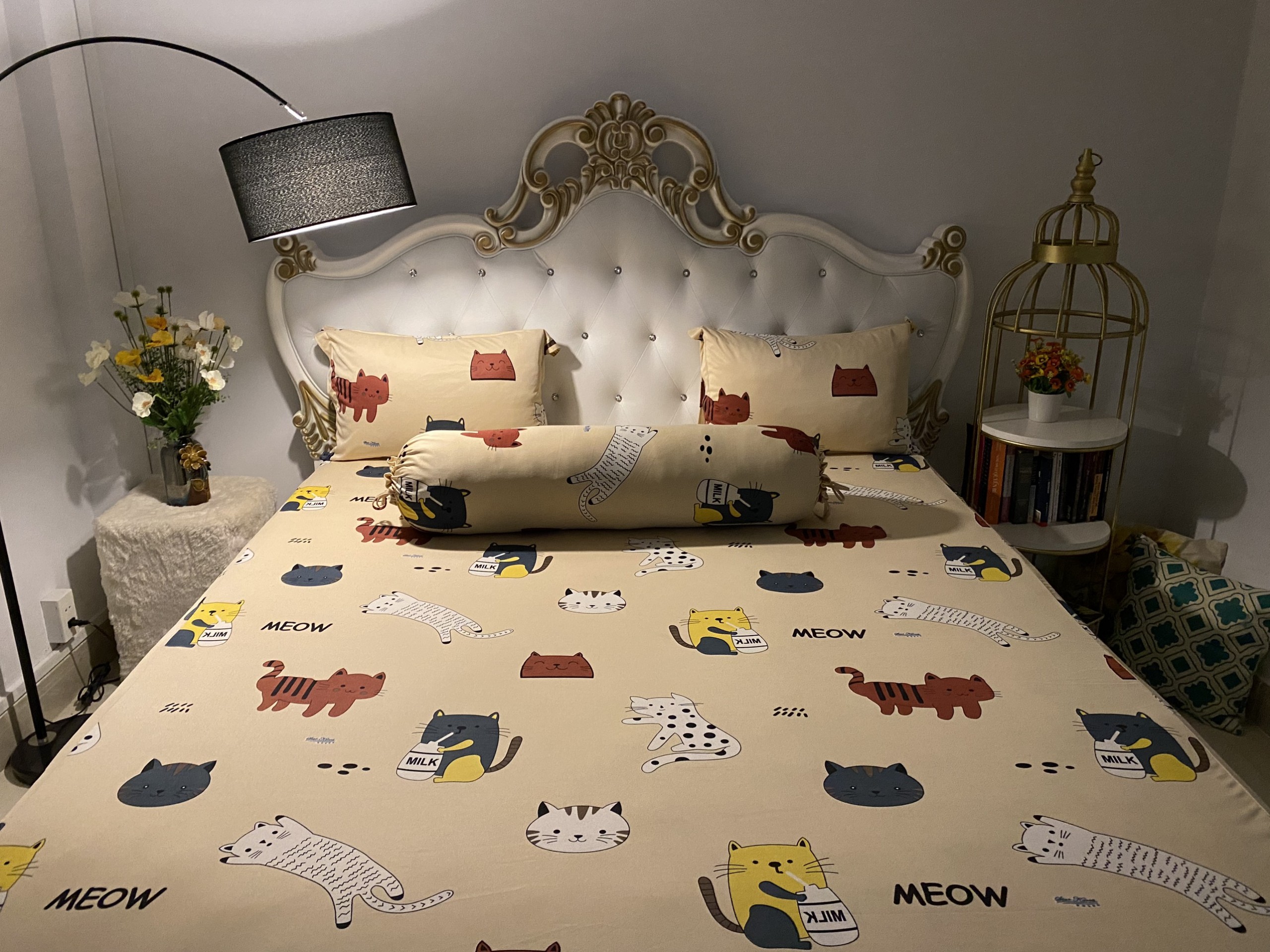 Bộ Drap Thun Hàn Quốc mát lạnh { 4 món } drap và 3 áo gối