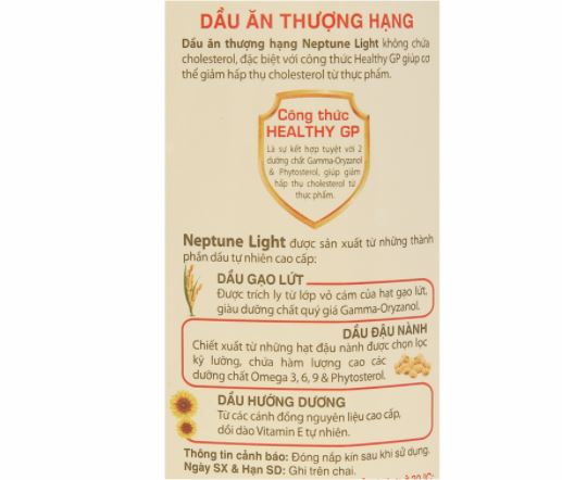 Dầu ăn thượng hạng Neptune Light can 2L