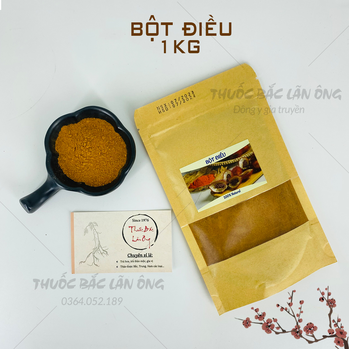 Bột điều đỏ 1kg (Bột điều màu nguyên chất, bột cà ri, tạo màu cho món ăn)