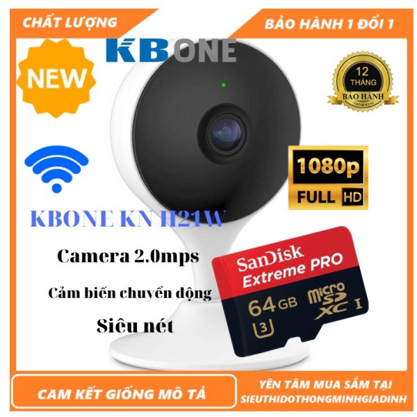Camera wifi hồng ngoại ip KBONE KN-21W 2.0Mpx Full HD 1080P(Chính hãng)