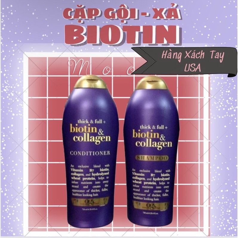 Cặp gội xã Biotin Collagen Mỹ | Dầu gội Tím | Dành cho tóc nhuộm | Giữ màu tóc nhuộm | Khử vàng tóc