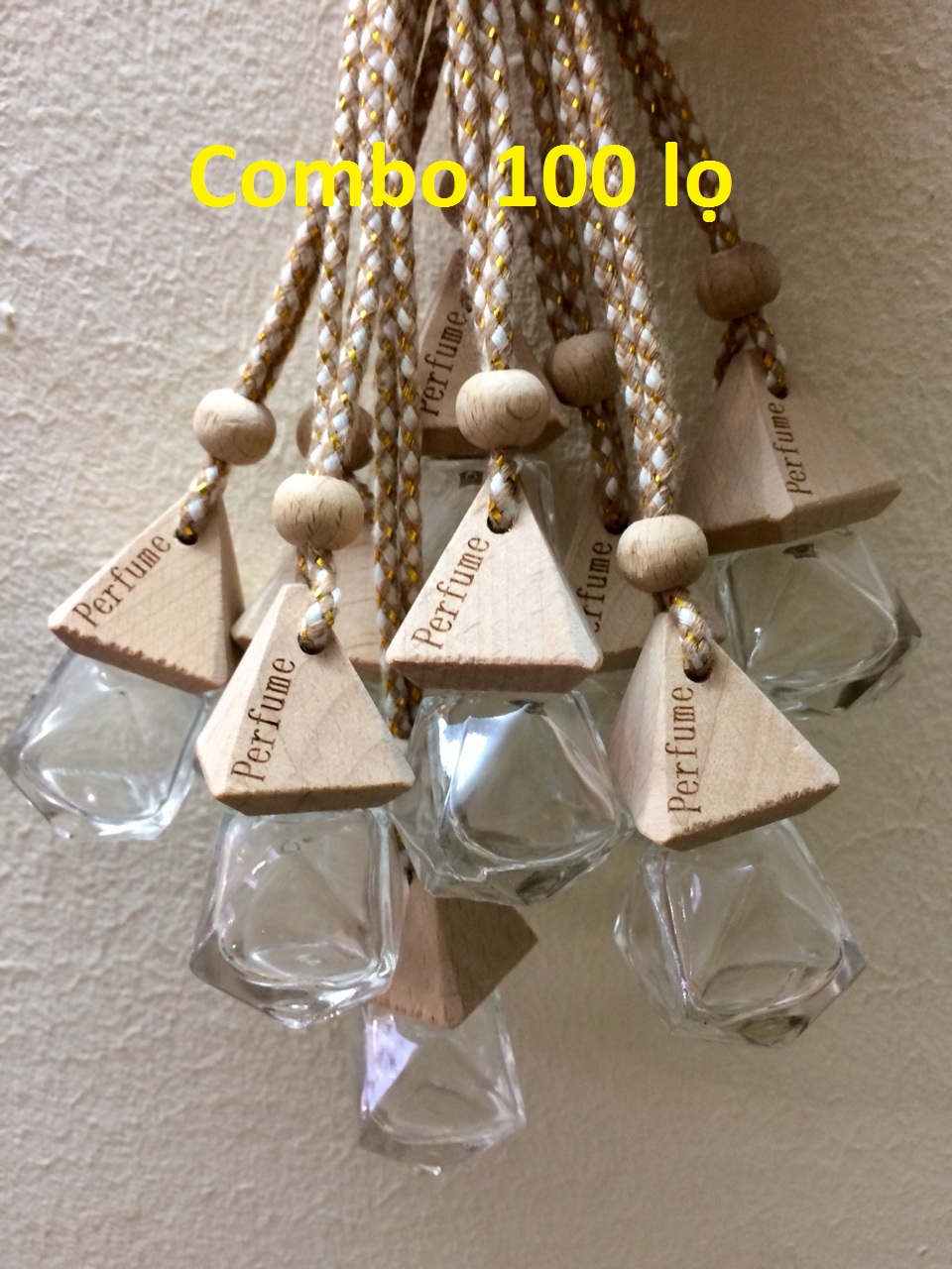 Combo 100 Lọ đựng tinh dầu treo xe hình lục lăng