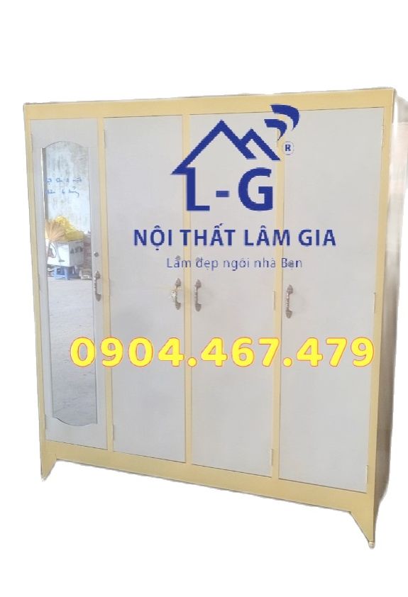 Tủ sắt sơn dầu treo áo quần 4 cánh cao 1m8 ngang 1m6 - giao nhanh hcm