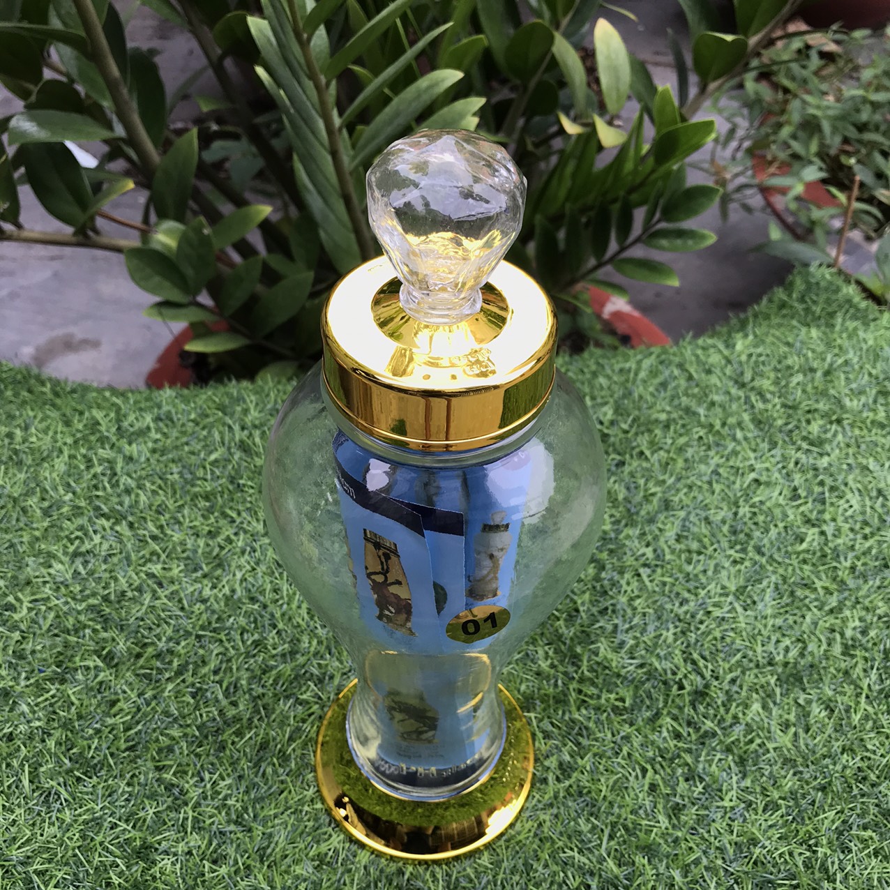 BÌNH NGÂM RƯƠU SÂM THỦY TINH PHÚ HOÀ 1 LÍT