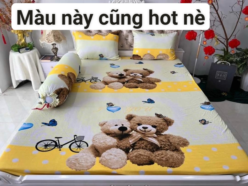 Bộ ga giường thun lạnh Hàn quốc 1.2m*2m nệm dưới 20cm