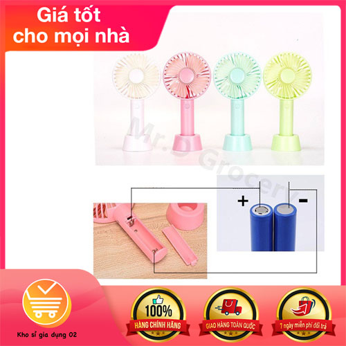 Quạt Mini Tích Điện Cầm Tay Để Bàn 3 Chế Độ Gió