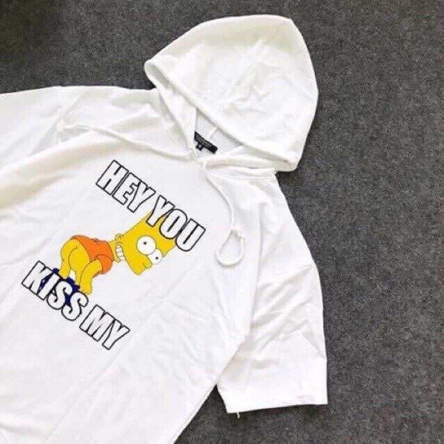 [HCM]ÁO THUN TAY LỬNG CÓ NÓN NAM NỮ HEY YOU KISS ME COTTON MỊN ĐẸP