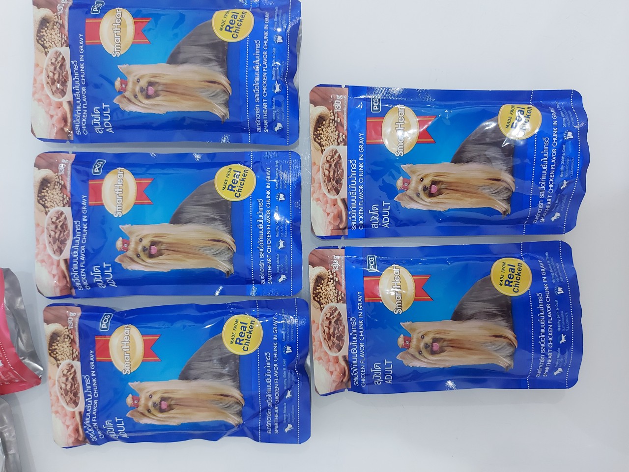 [Combo 5 gói] Thức ăn dạng sốt pate Smartheart cho chó trưởng thành vị bò, gà viên và gan ( 5x130g)