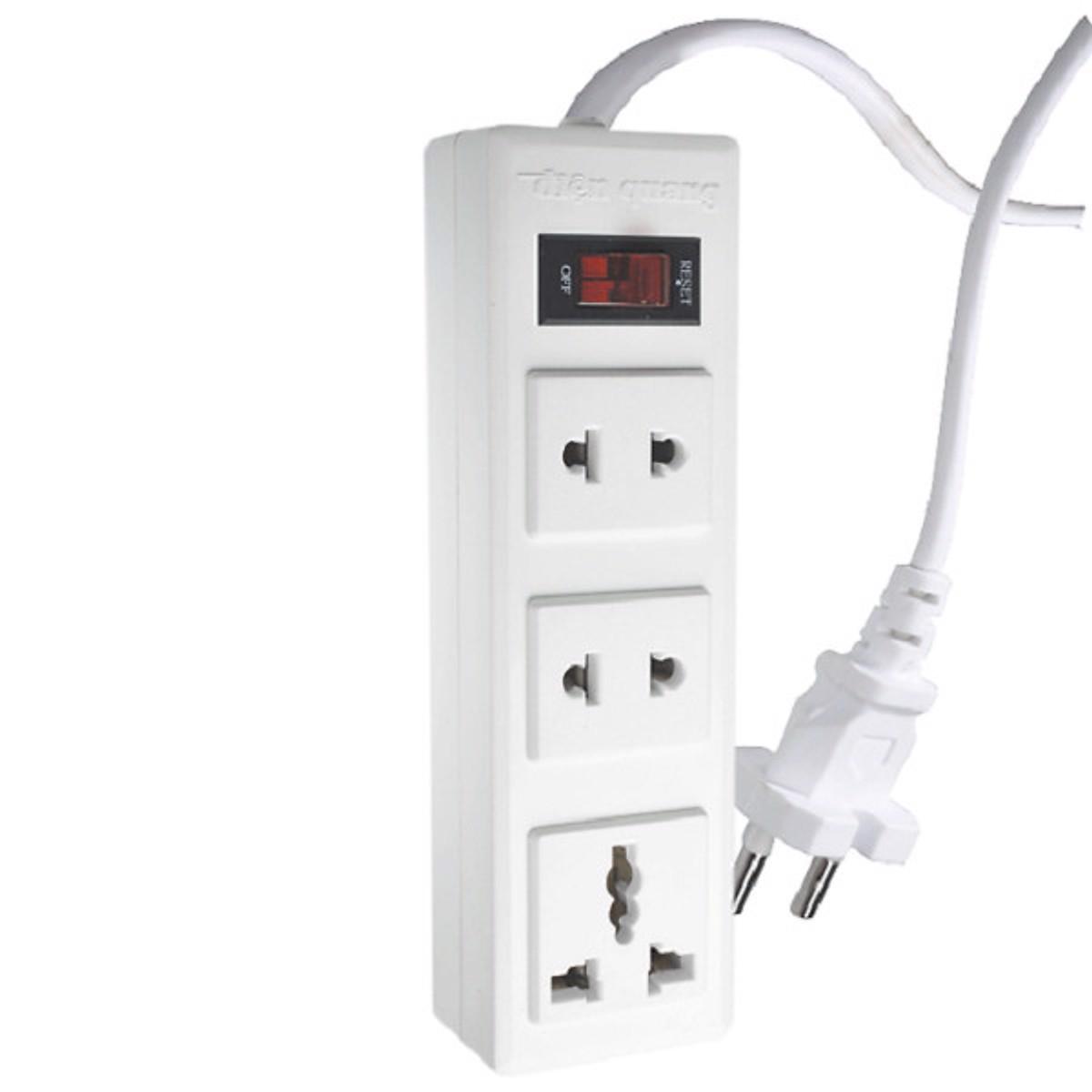 Ổ cắm Điện Quang ĐQ 002A-02-2M (3 lỗ dây 2 mét)