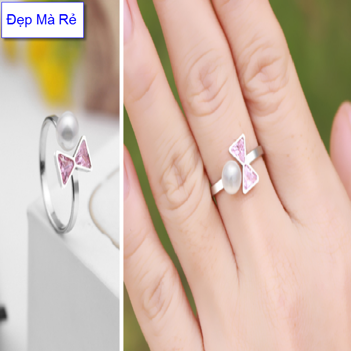 Ring bow applique stone delivery Pearl (self-adjustable big small according to the finger)-commitment 1 Đổi 1 if Hoen, Rust
