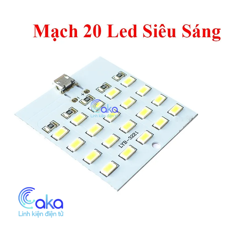 Mạch 20 Led siêu sáng 5V micro usb