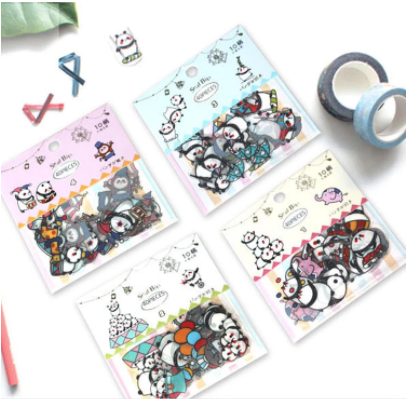 Bộ 40 sticker hình dán mini gấu trúc làm xiếc - mẫu 4