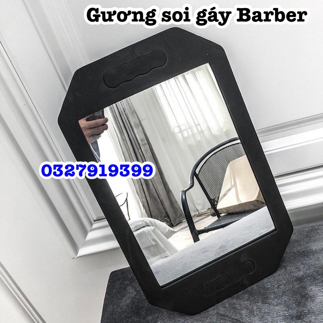 Barber Gương soi gáy J008 cao cấp 1 mặt hình chữ nhật tay cầm tiện lợi mặt sau xốp chống va đập kích thước 41x25,5 cm