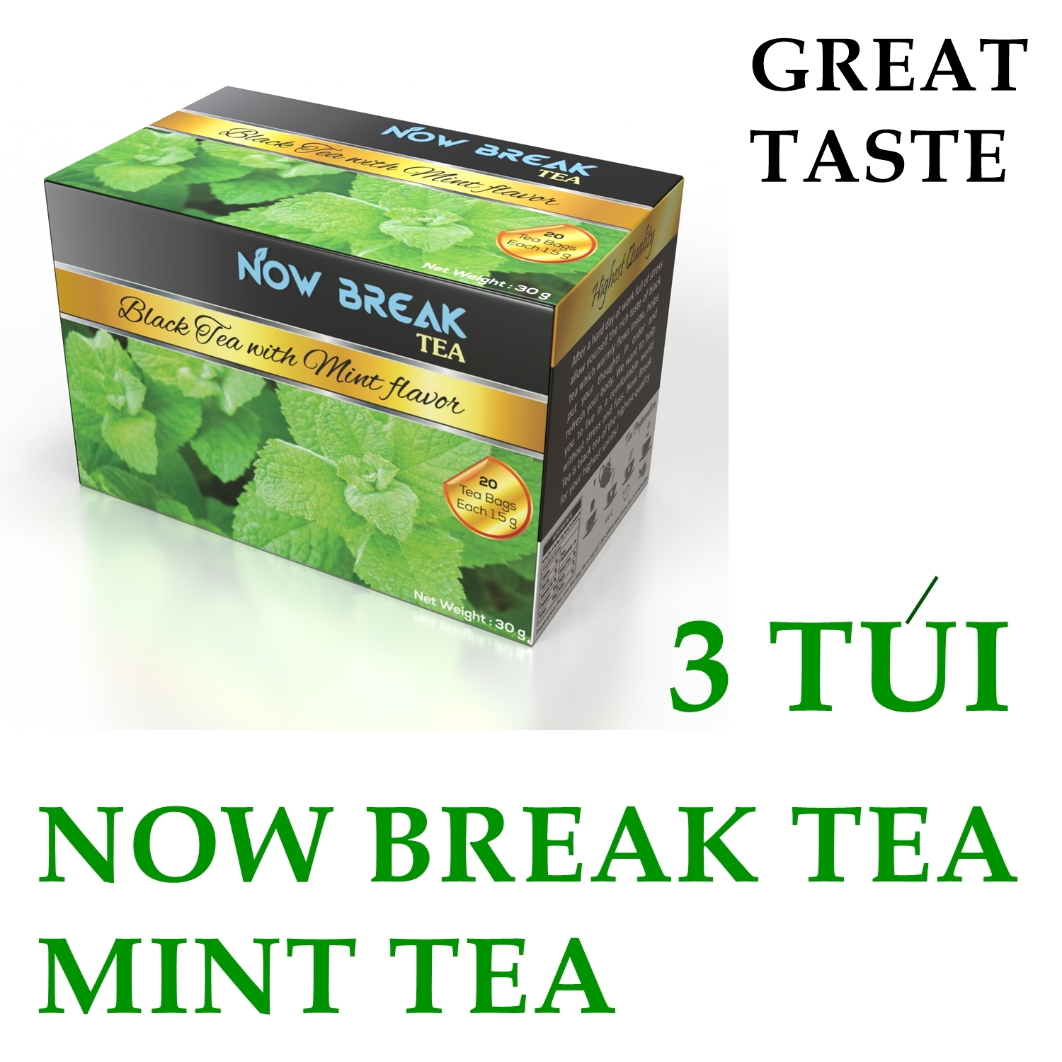 3 gói lẻ TRÀ BẠC HÀ Now Break Tea