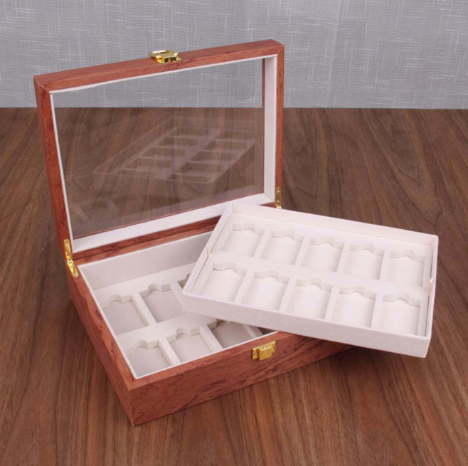 Hộp đựng bật lửa trưng bày Zippo 20 chỗ bằng gỗ Cẩm Lai