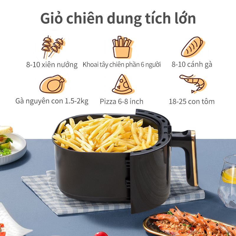 Nồi chiên không dầu Simplus 5L, dung tích lớn chiên nướng đa năng không dầu mỡ, nồi chiên tiện lợi kèm vỉ nướng - bảo hành một năm chỉ đổi không sửa KQZG004