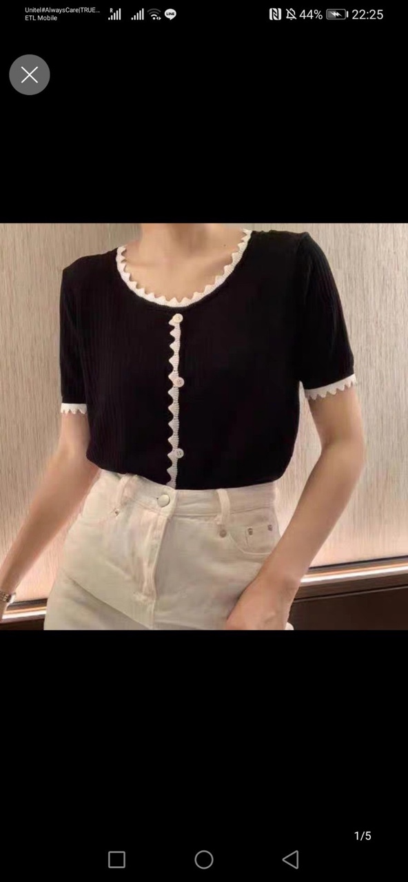 Áo thun gân tăm cổ tròn phối viền ren dễ thương TTSLA0204