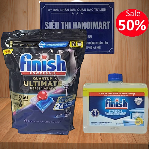 Combo viên rửa bát finish Hữu cơ 60 Viên hoặc Nước vệ sinh máy rửa bát
