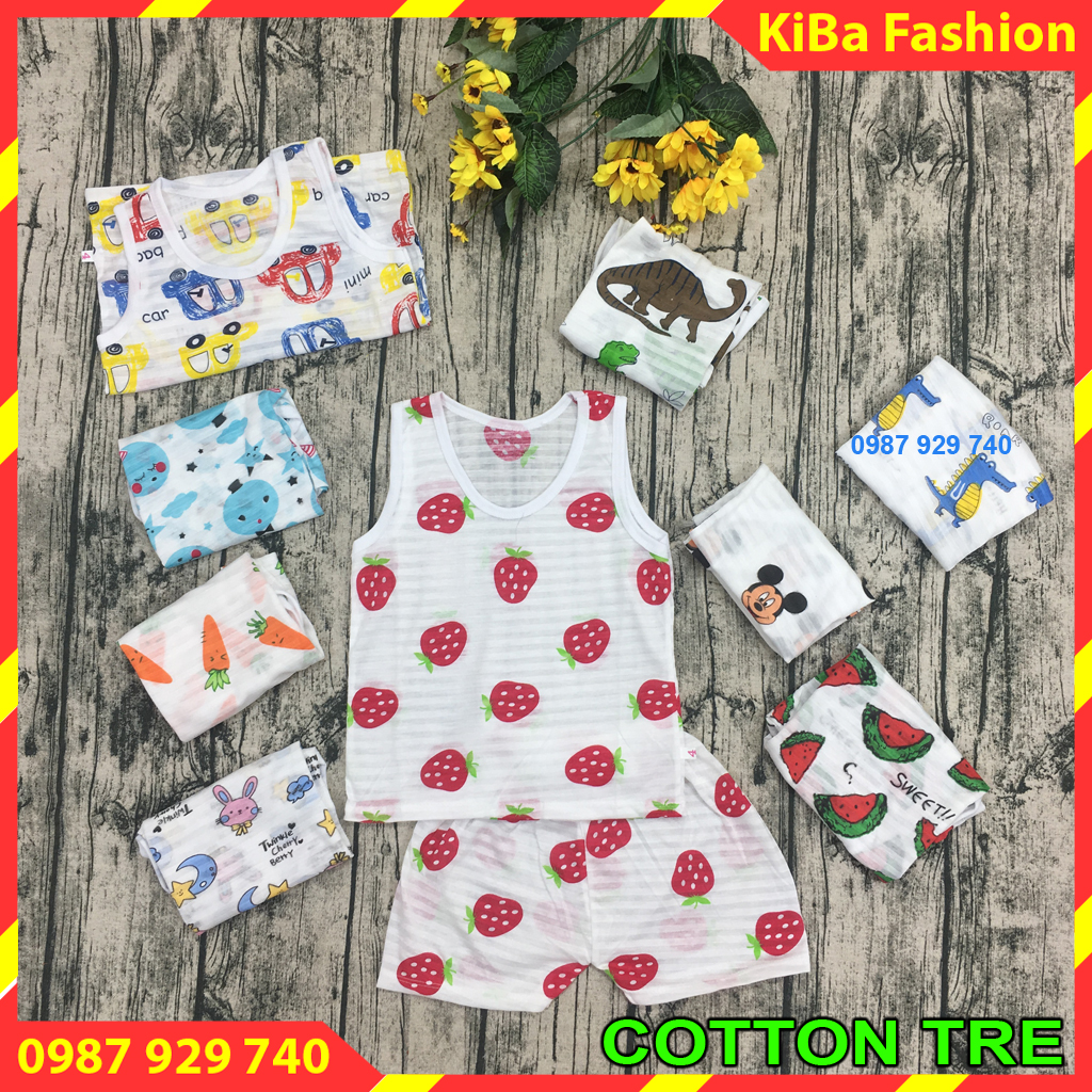 Set 3 bộ ba lỗ cotton tre mát mặc hè thấm hút mồ hôi cho bé trai/ gái 4-14kg - bbl - tk0120 - quần áo ba lỗ cho bé trai / quần áo ba lỗ cho bé gái / áo ba lỗ lưới cho bé trai / áo ba lỗ lưới / áo ba lỗ