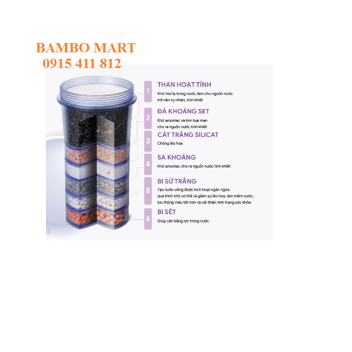 CỤC LỌC BÌNH LỌC NƯỚC HÀN QUỐC 6 TẦNG