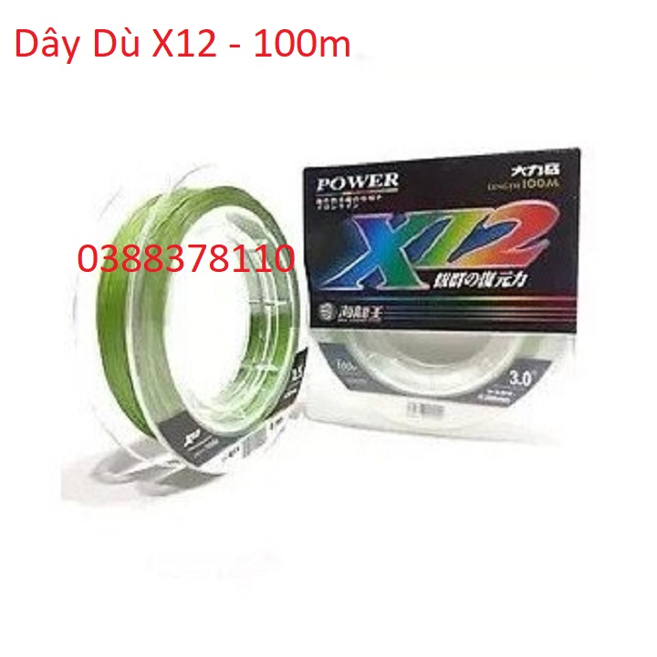 Dây dù câu cá x12 - 100m màu xanh
