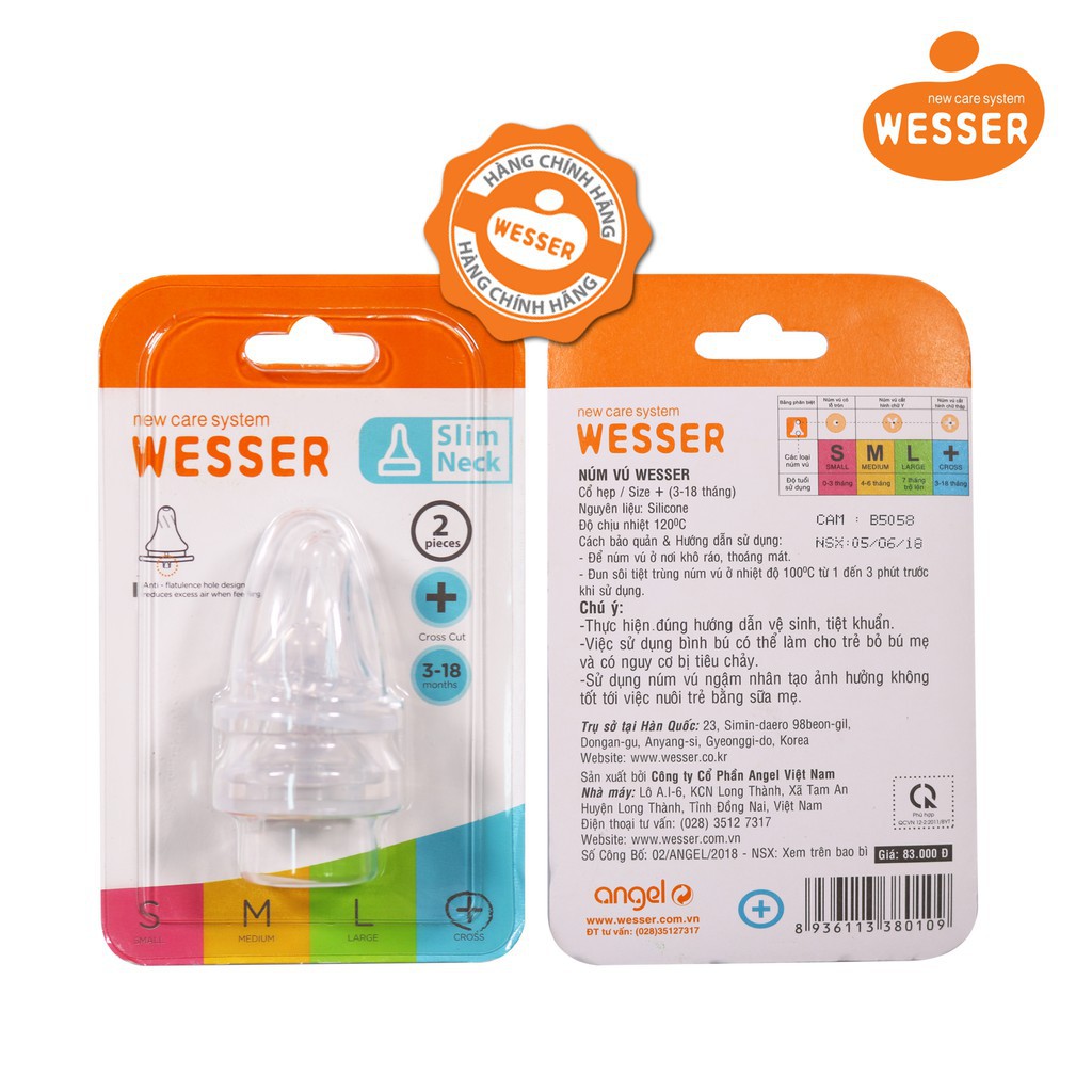 Núm vú Wesser Cổ hẹp size +