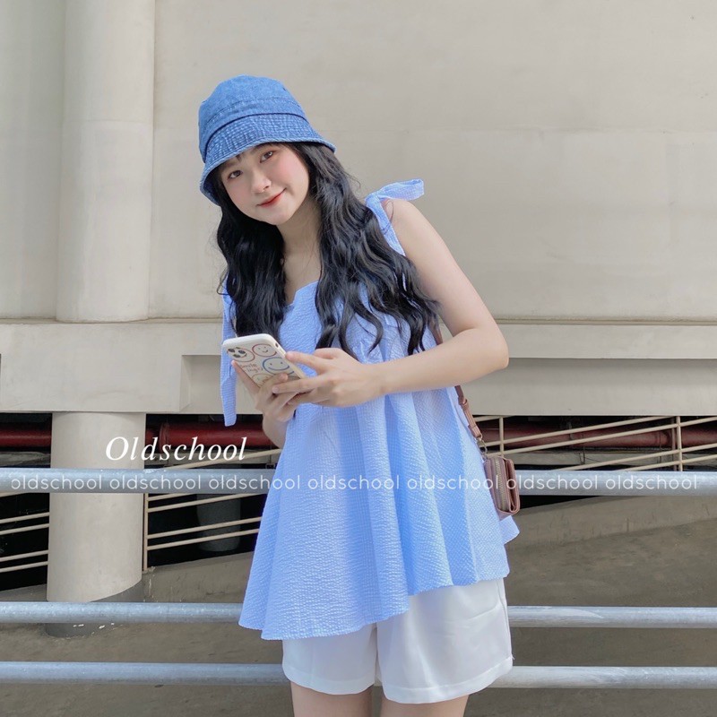 (Oldschoolcloth)SET BABYDOLL BUỘC VAI & QUẦN ĐÙI (ảnh thật)