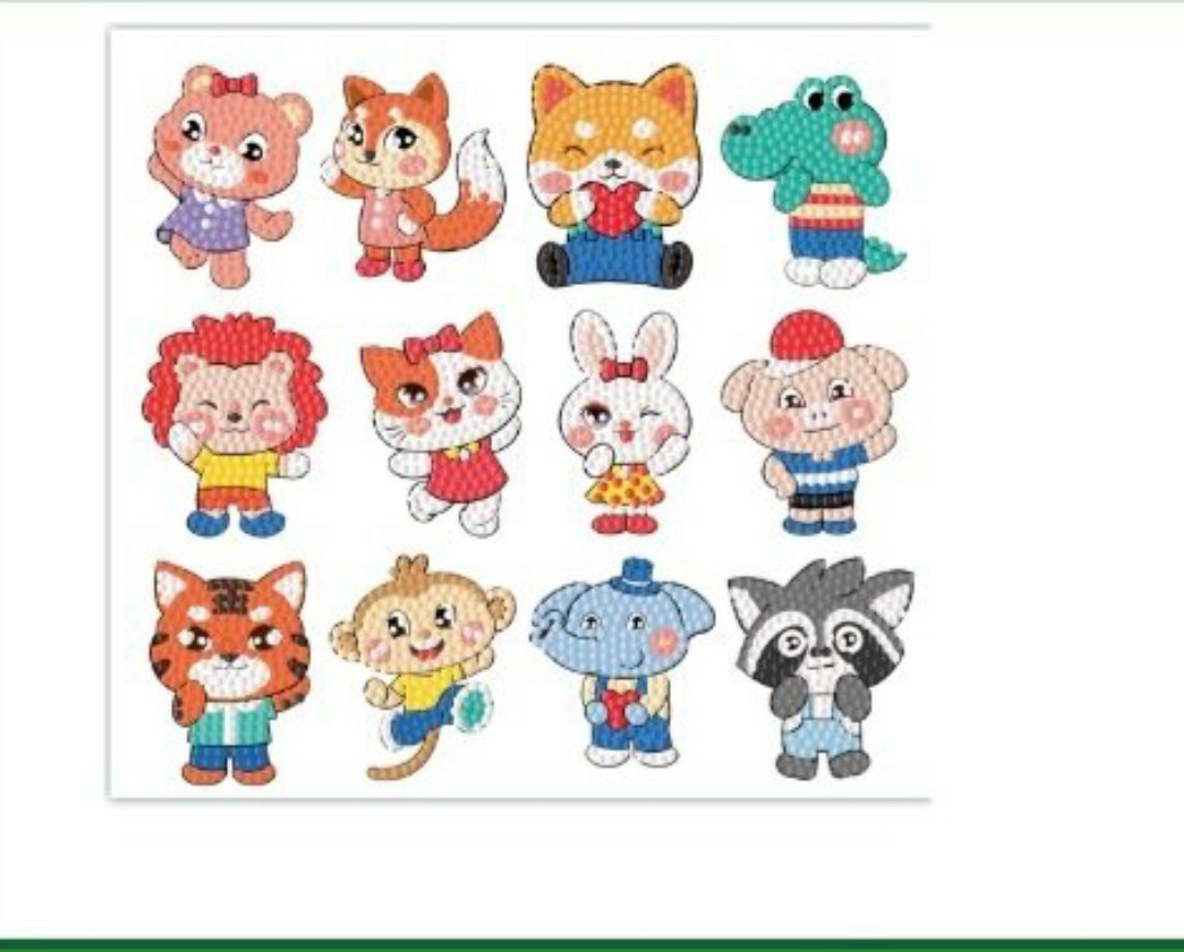 tranh đính đá mini động vật vui vẻ sticker