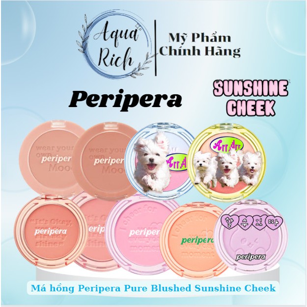 Phấn Má Hồng Peripera Pure Blushed Sunshine Cheek Đủ Màu [Calm Pink - Milktea Coral - Rosy Brown - Enjoy Coral]