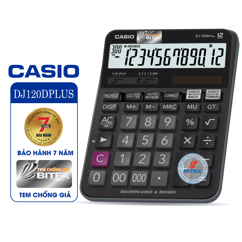 Máy tính Casio DJ-120D Plus - Chính Hãng Bitex, Bảo hành 7 năm