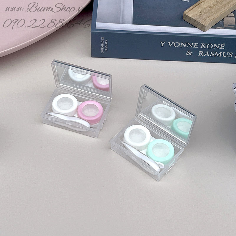 [HCM] Khay gương đựng lens thỏ bông mini siêu cưng