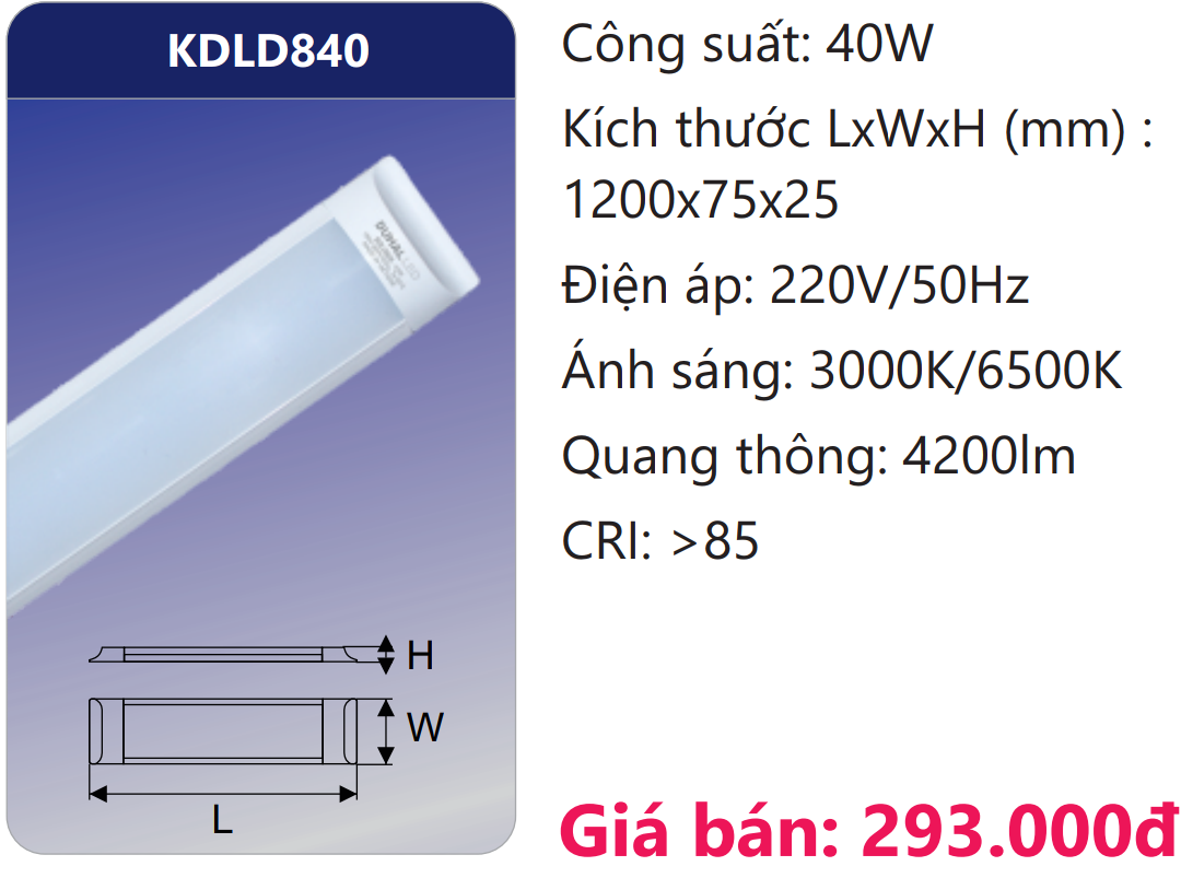 ĐÈN ỐP TRẦN LED CHỤP MICA 40W 1m2 DUHAL (KDLD840)