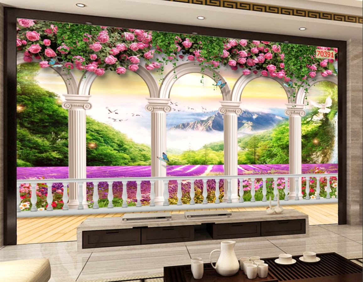 Tranh dán tường 3d trang trí nhà cửa quán cafe trà sữa trà chanh giá rẻ đẹp chất liệu decal pp keo sẵn bóc dán PA