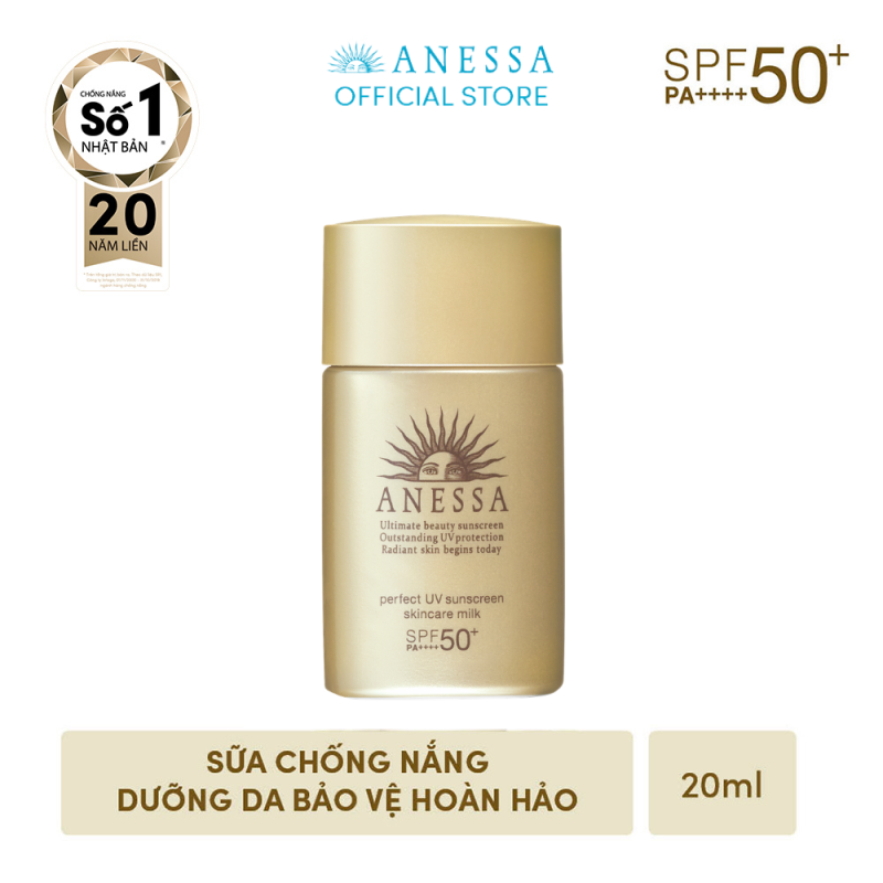 Kem chống nắng dạng sữa dưỡng da bảo vệ hoàn hảo Anessa Perfect UV Skincare Milk SPF 50+ PA++++ 20ml